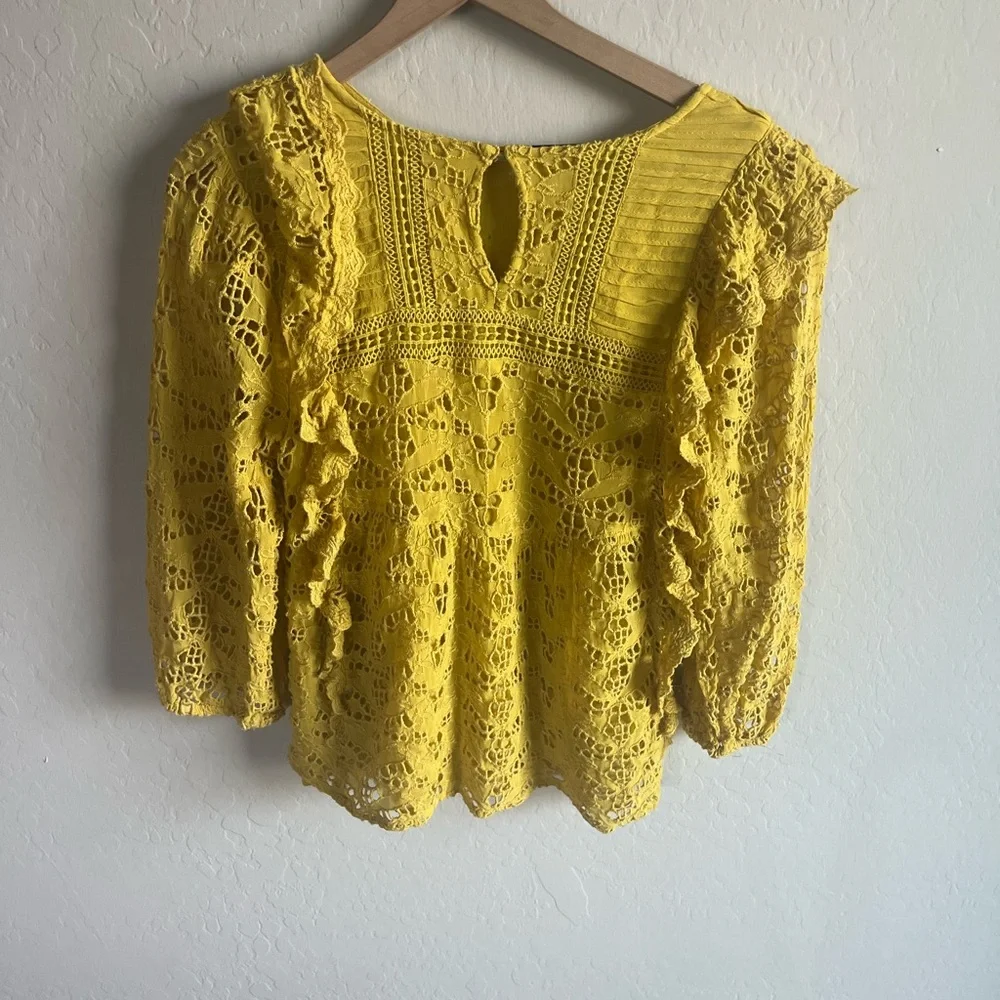 Anthropologie Women’s Clementine Eyelet Top Blouse Size 10 Boho Prairie Feminine